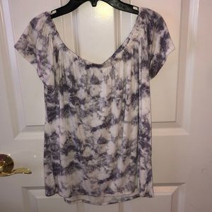 Marbled off the shoulder top